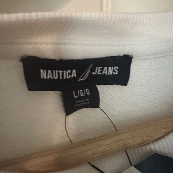 NEW Nautica Jeans Ivory Sweatshirt Women’s Size Large Cottage Core Msrp $69 - Picture 4 of 7